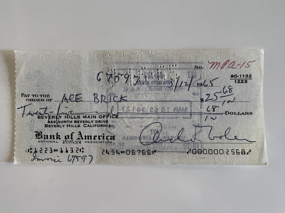 Arch Oboler signed check