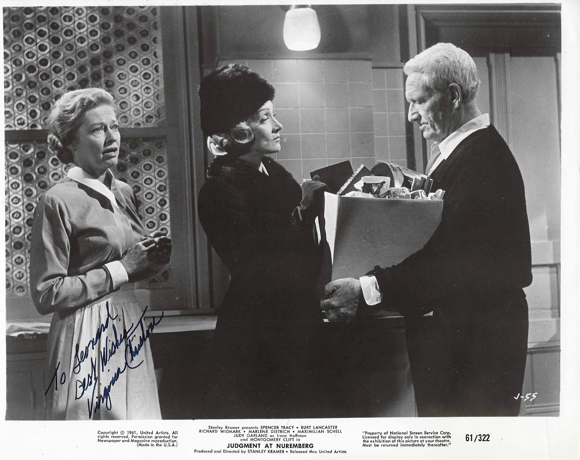 Judgment at Nuremberg Virginia Christine
signed movie photo