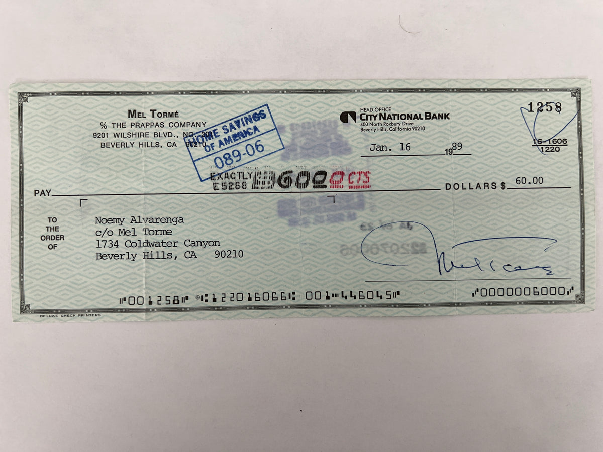 Mel Torme signed check