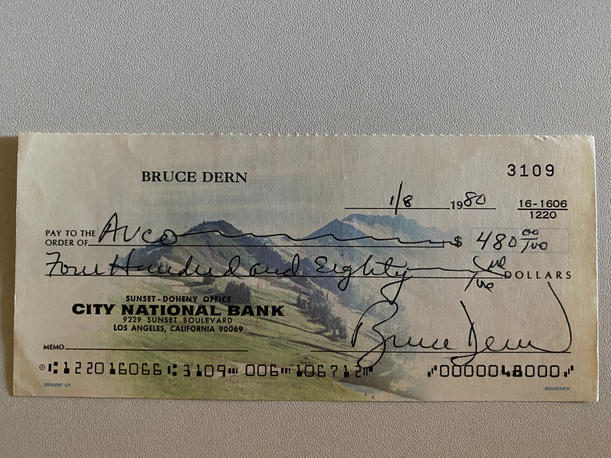 Bruce Dern signed check