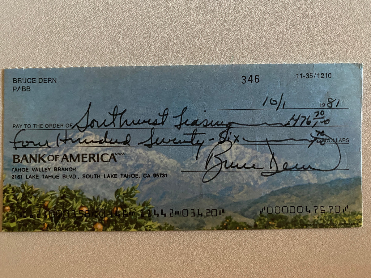 Bruce Dern signed check