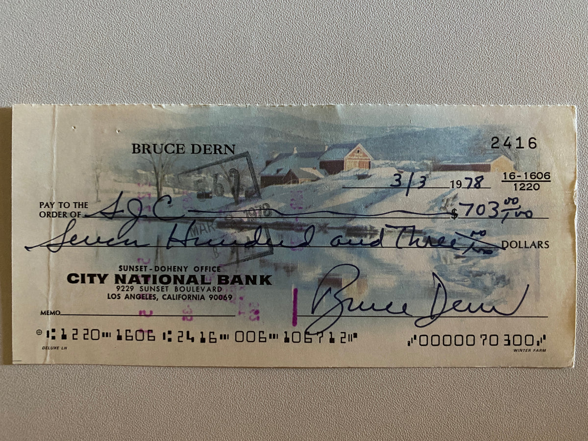 Bruce Dern signed check