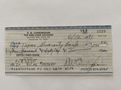 Walter Cunningham signed check