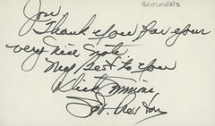 Sergeants 3 Dick Simmons signed note