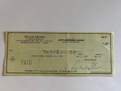 Dinah Shore signed check