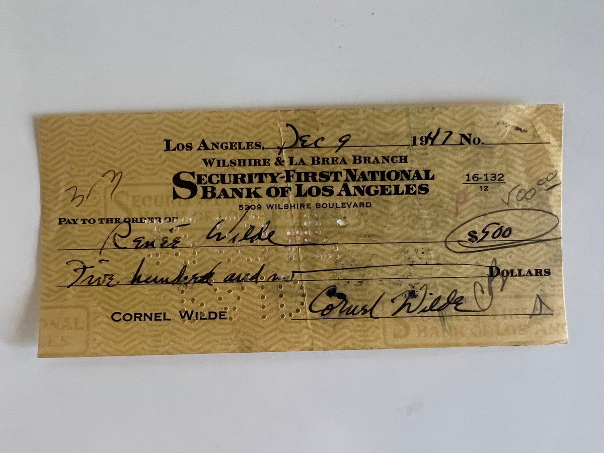 Cornel Wilde signed check