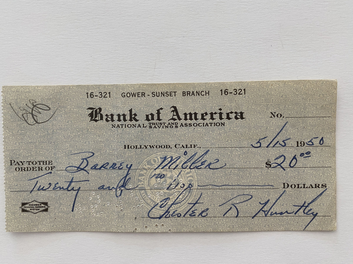 Chester Huntley signed check