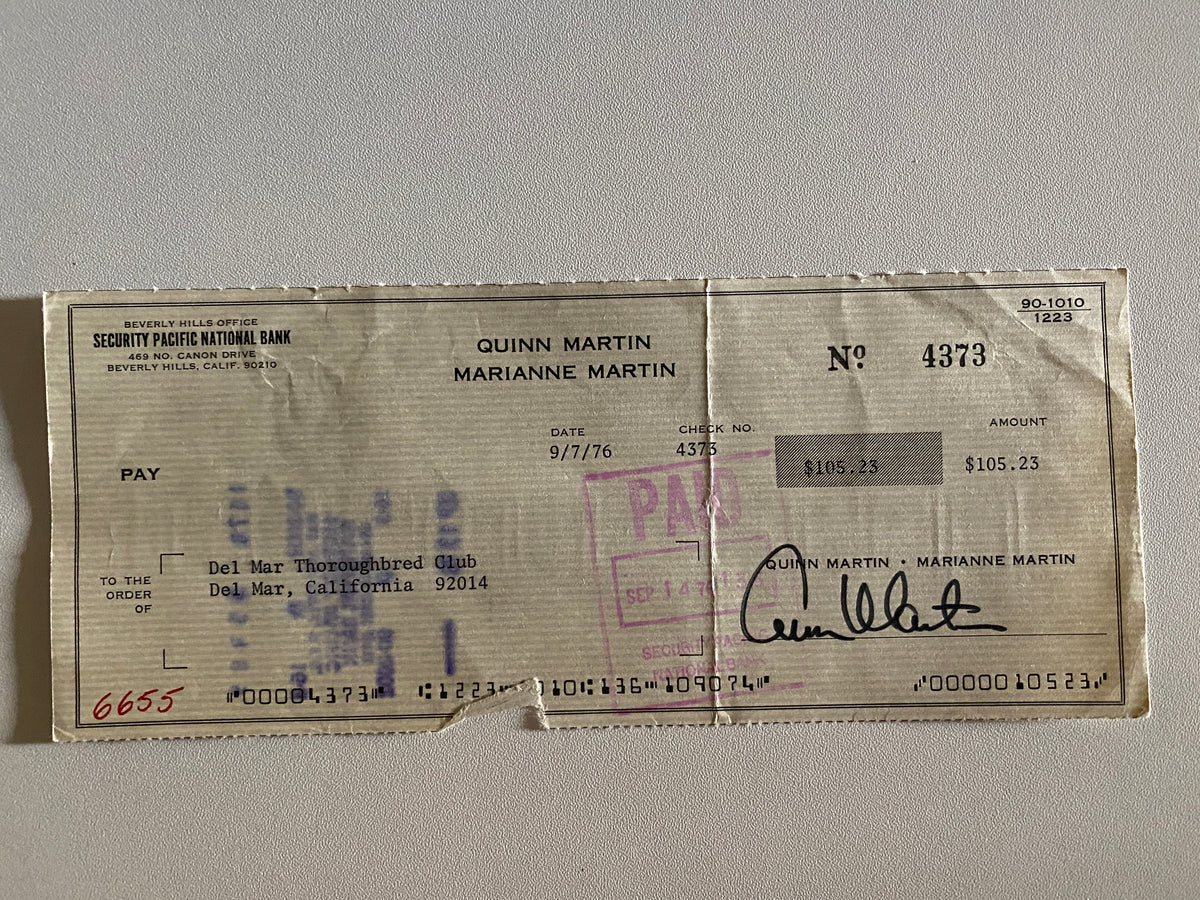 Quinn Martin signed check