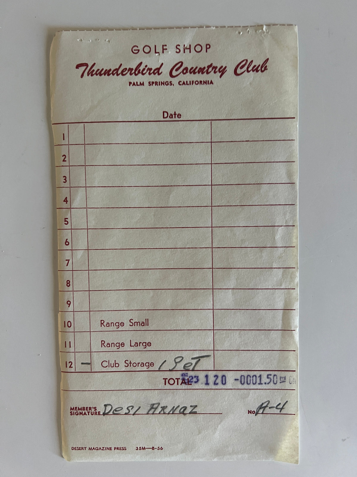 Desi Arnaz signed receipt