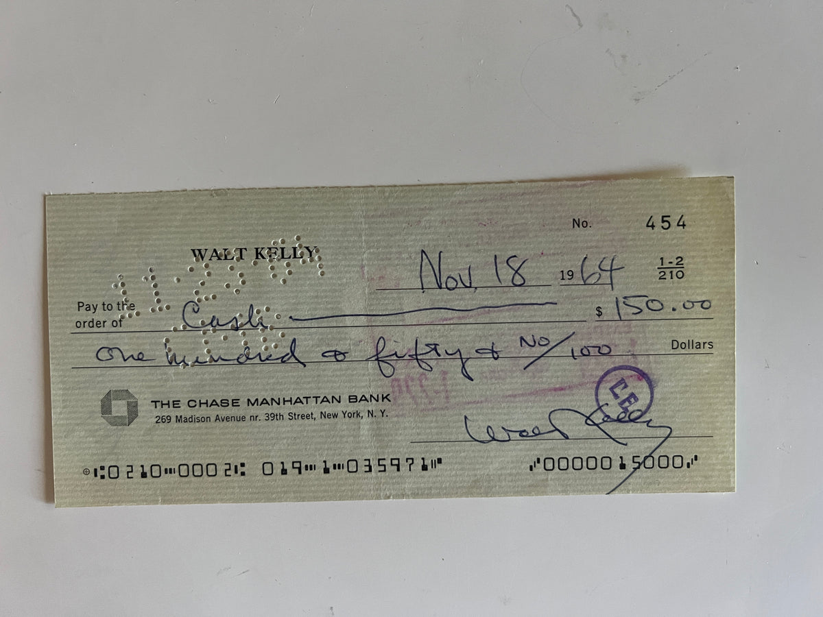 Walt Kelly signed check