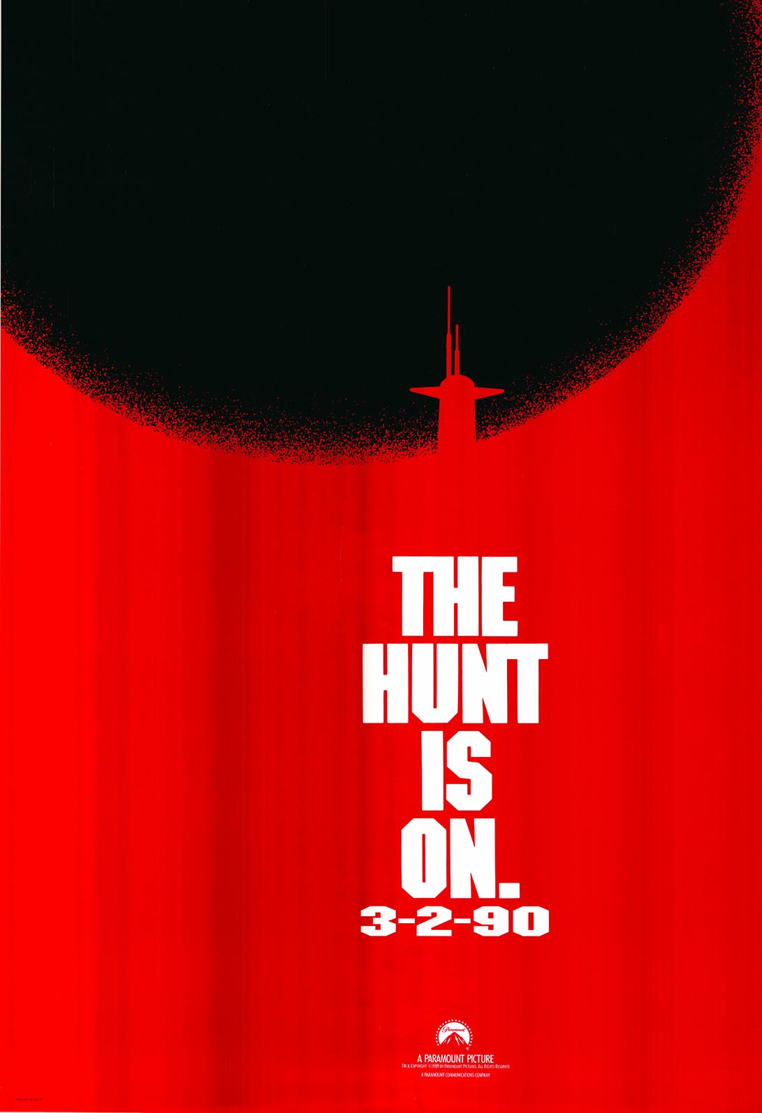 The Hunt for Red October original 1990 vintage advance one sheet movie poster