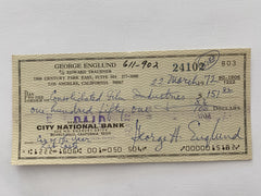 George Englund signed check