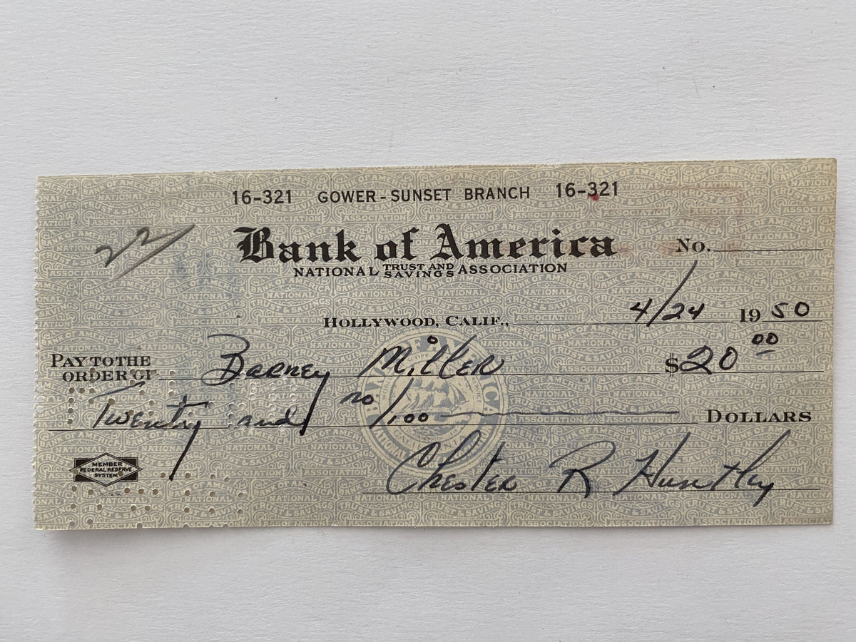 Chester Huntley signed check