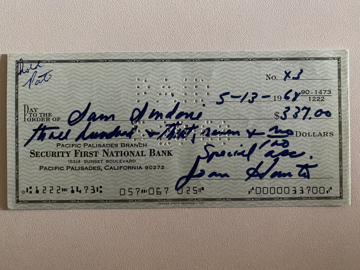 Joan Hunter signed check