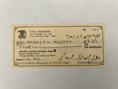Paul Shaffer signed check