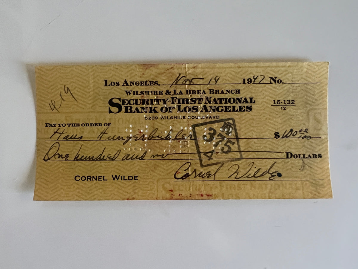 Cornel Wilde signed check