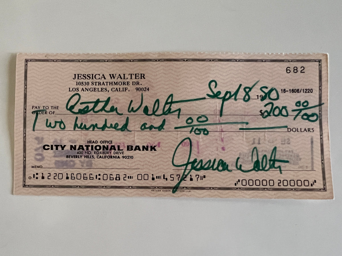 Jessica Walter signed check