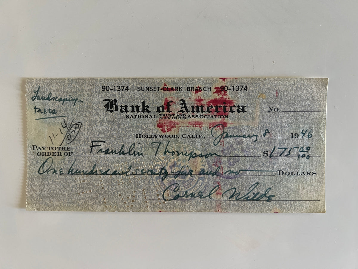 Cornel Wilde signed check