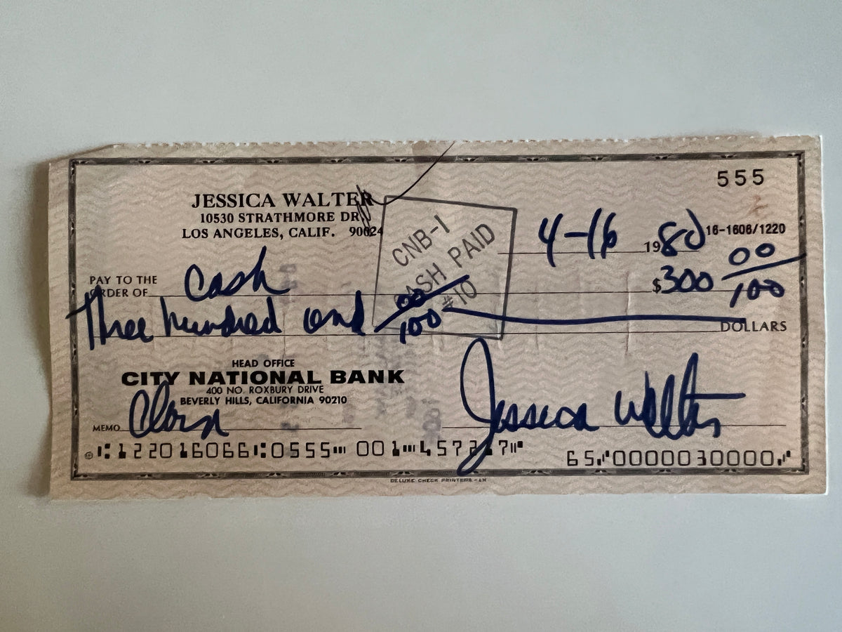 Jessica Walter signed check