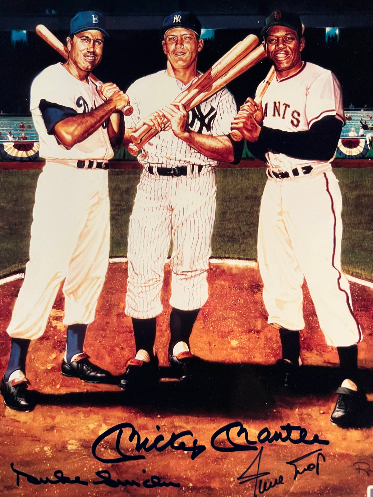 Mickey Mantle, Willie Mays and Duke Snider signed photo