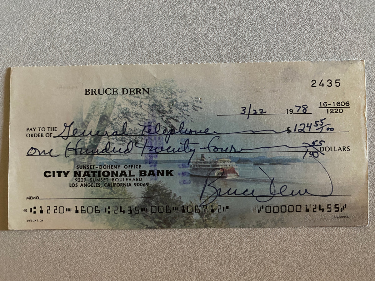 Bruce Dern signed check