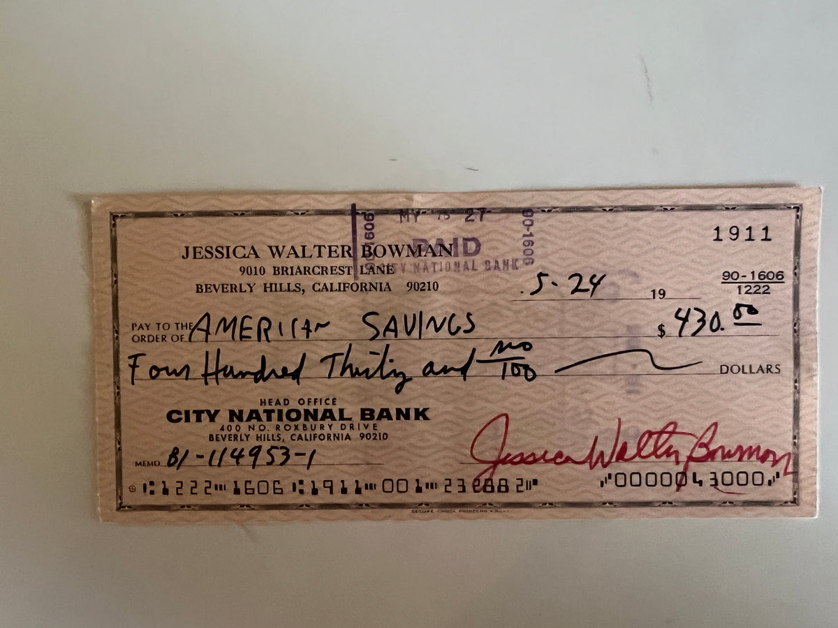 Jessica Walter signed check