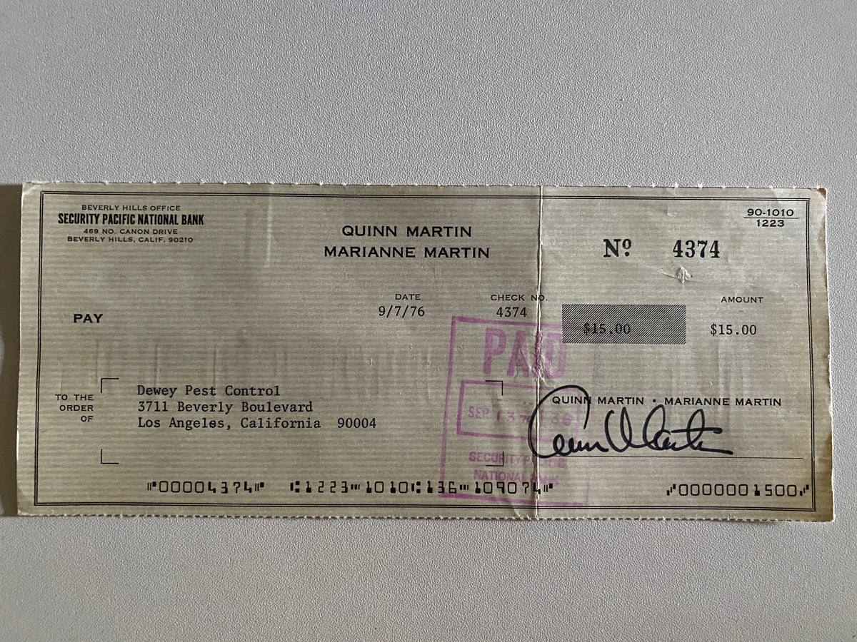 Quinn Martin signed check