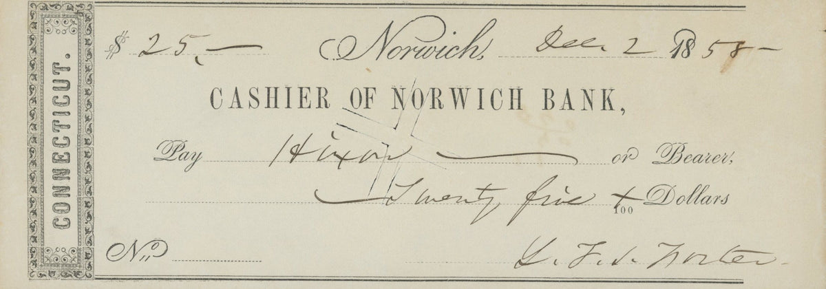 Lafayette Foster signed check- 1858