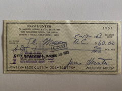 Joan Hunter signed check