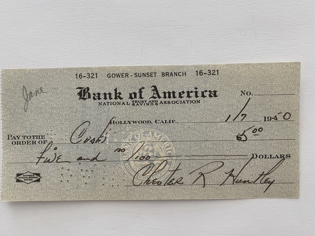 Chester Huntley signed check