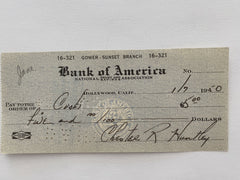 Chester Huntley signed check