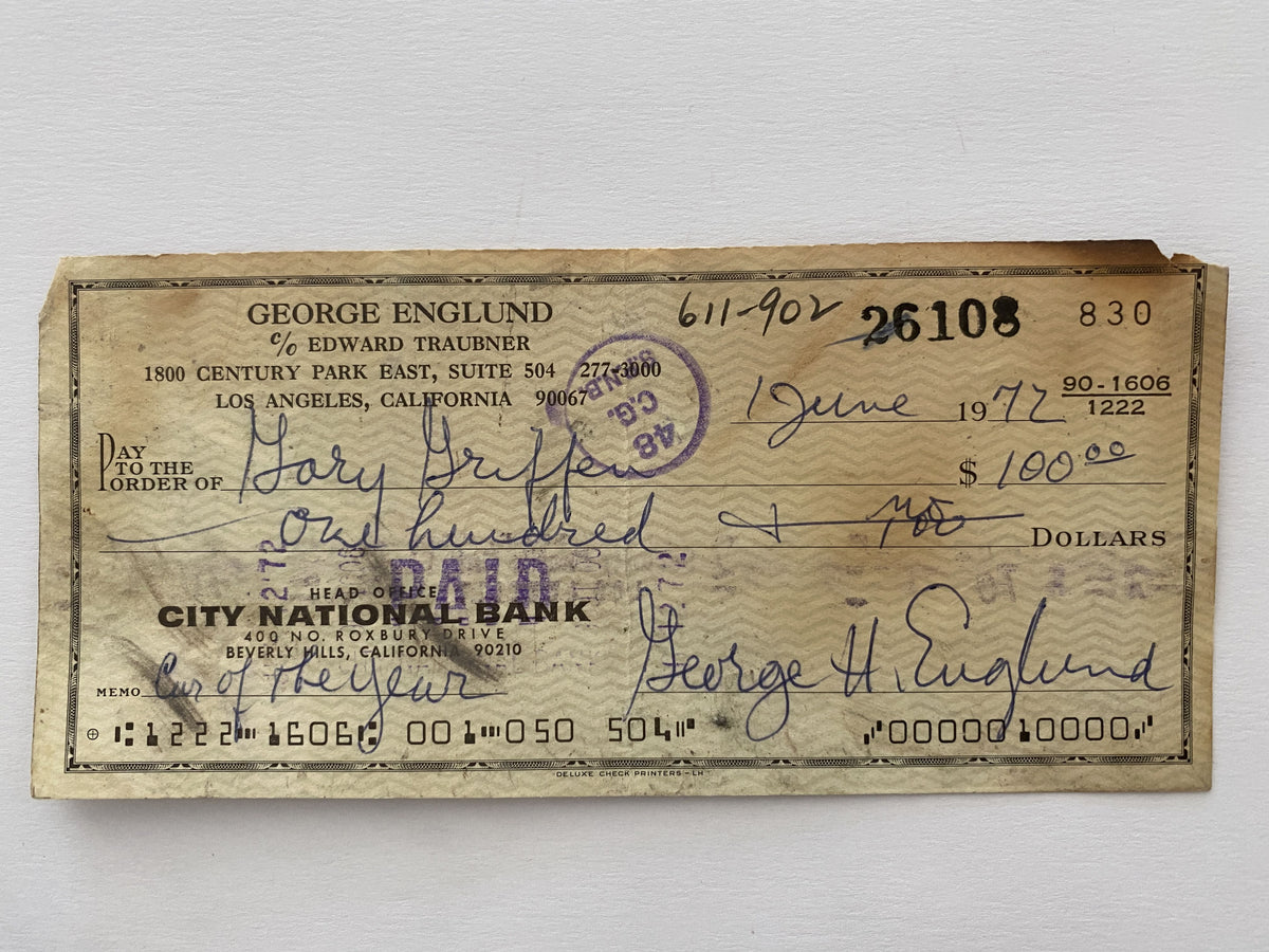 George Englund signed check