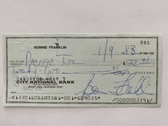 Bonnie Franklin signed check