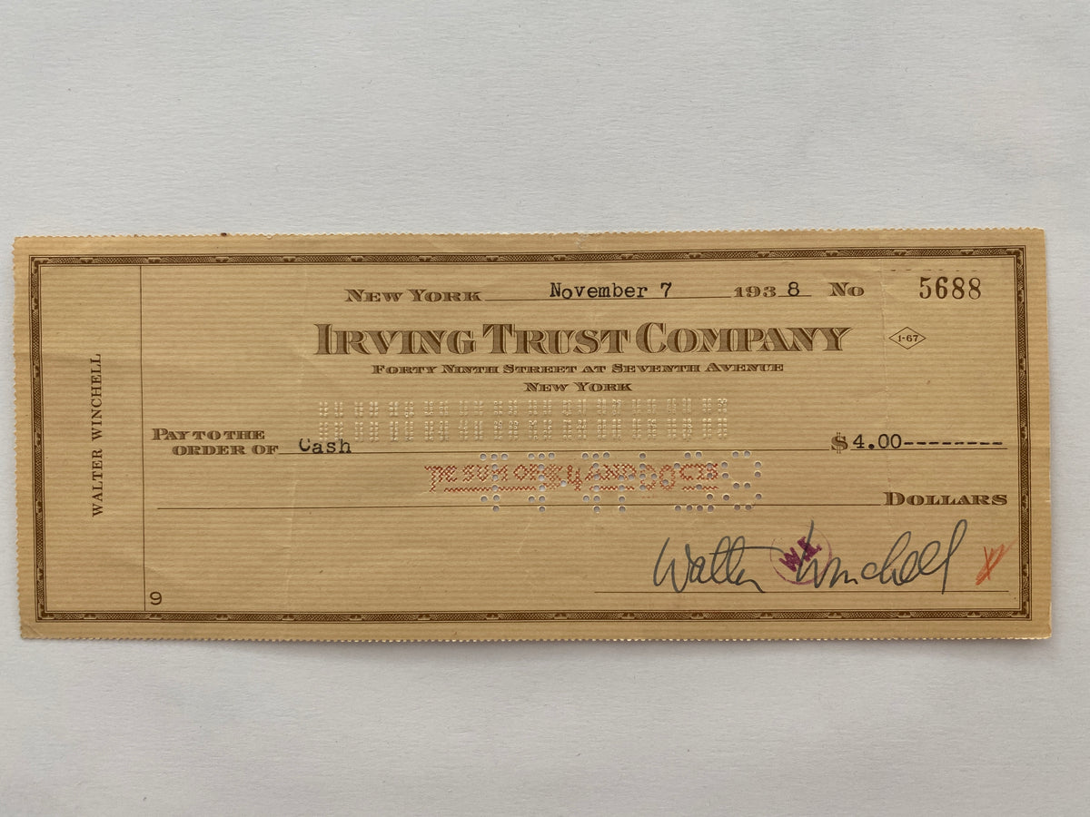 Walter Winchell signed check