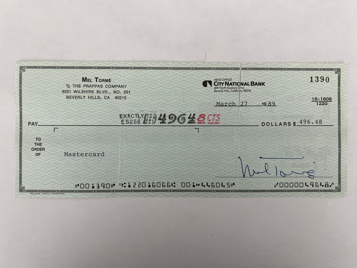 Mel Torme signed check