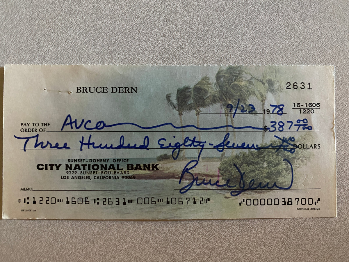 Bruce Dern signed check