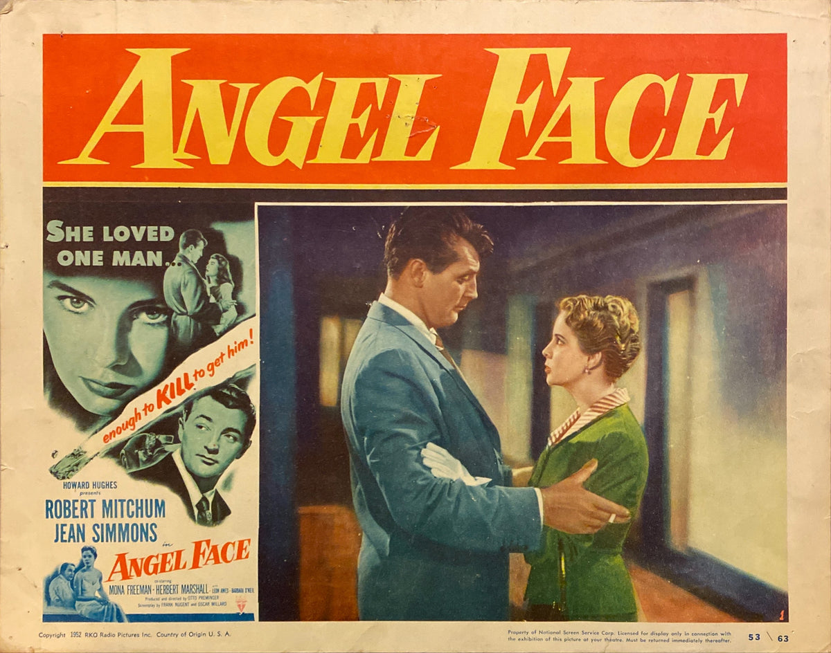 Robert Mitchum and Jean Simmons "Angel Face" original lobby card