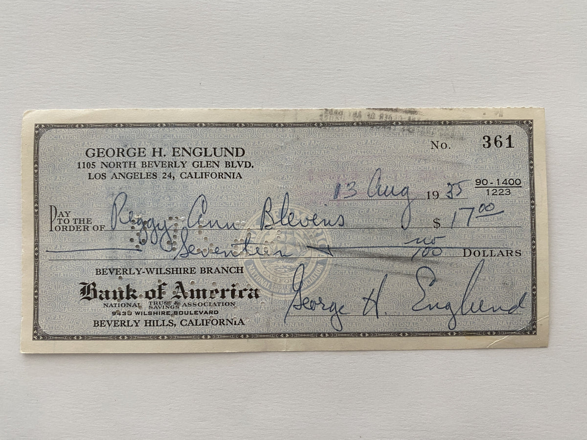 George Englund signed check