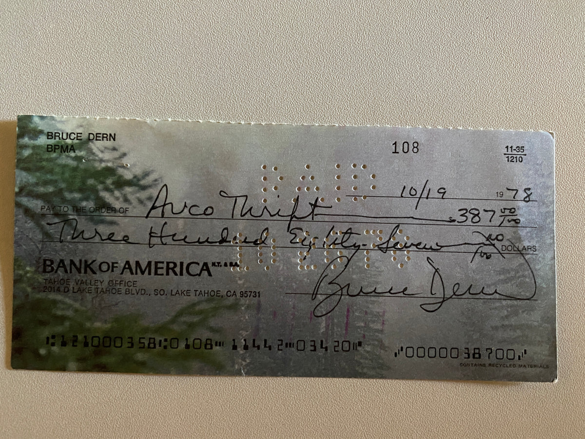 Bruce Dern signed check