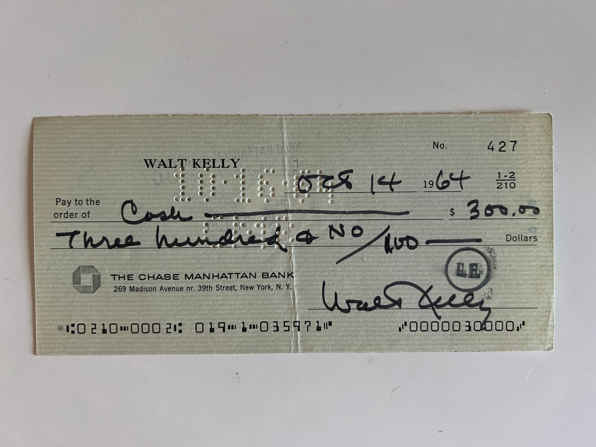 Walt Kelly signed check