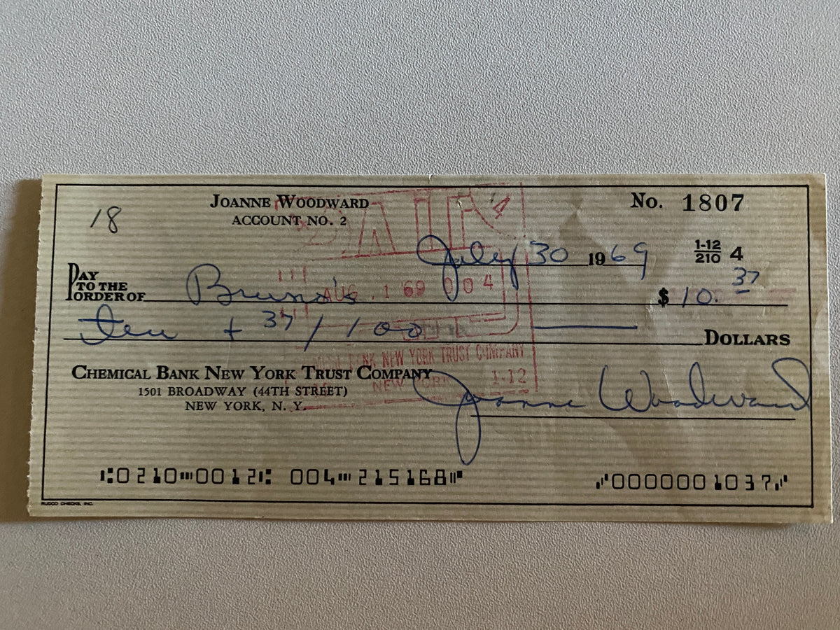 Three Faces Of Eve Joanne Woodward signed check