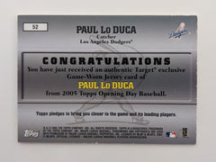 Paul Lo Duca Baseball Trading Card with Game Used Jersey Swatch - Topps Game Worn Jersey Collection #52 2005