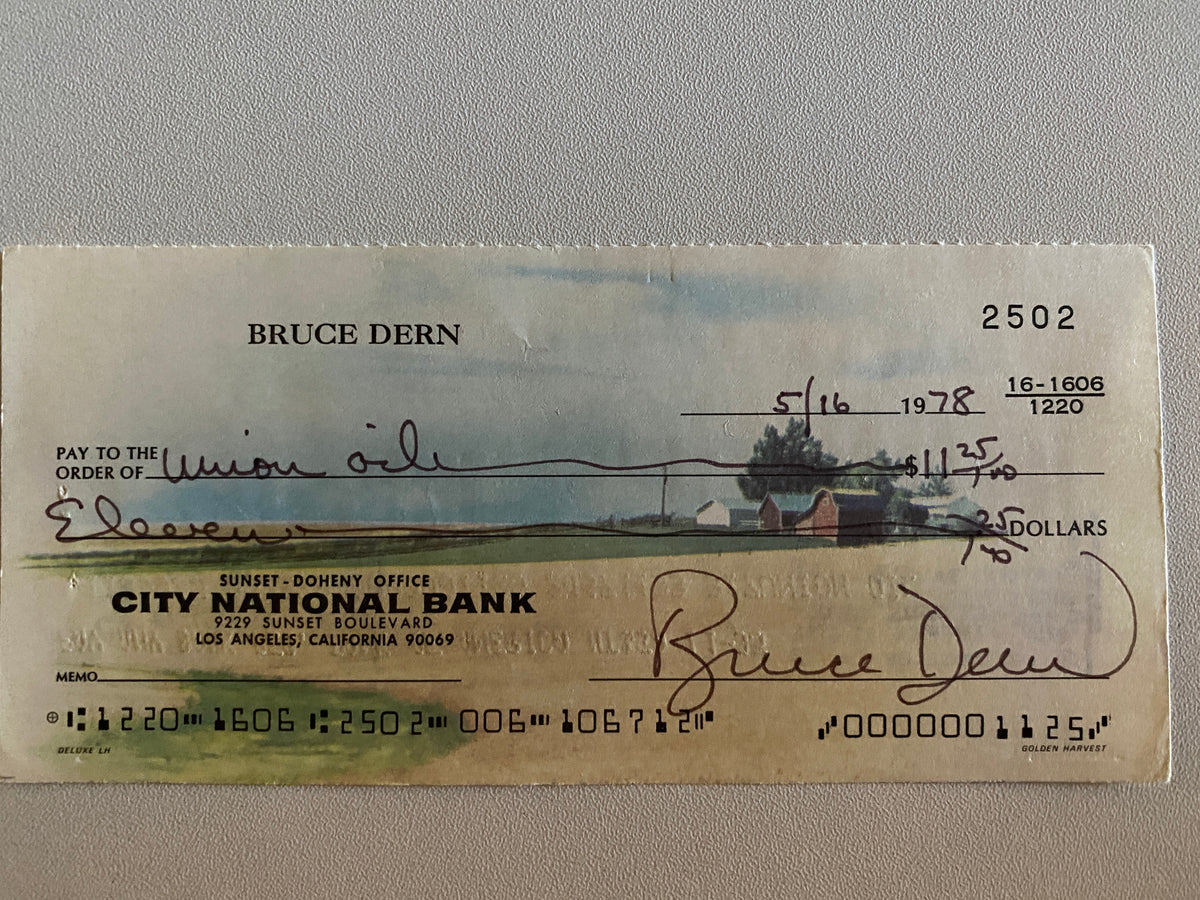 Bruce Dern signed check