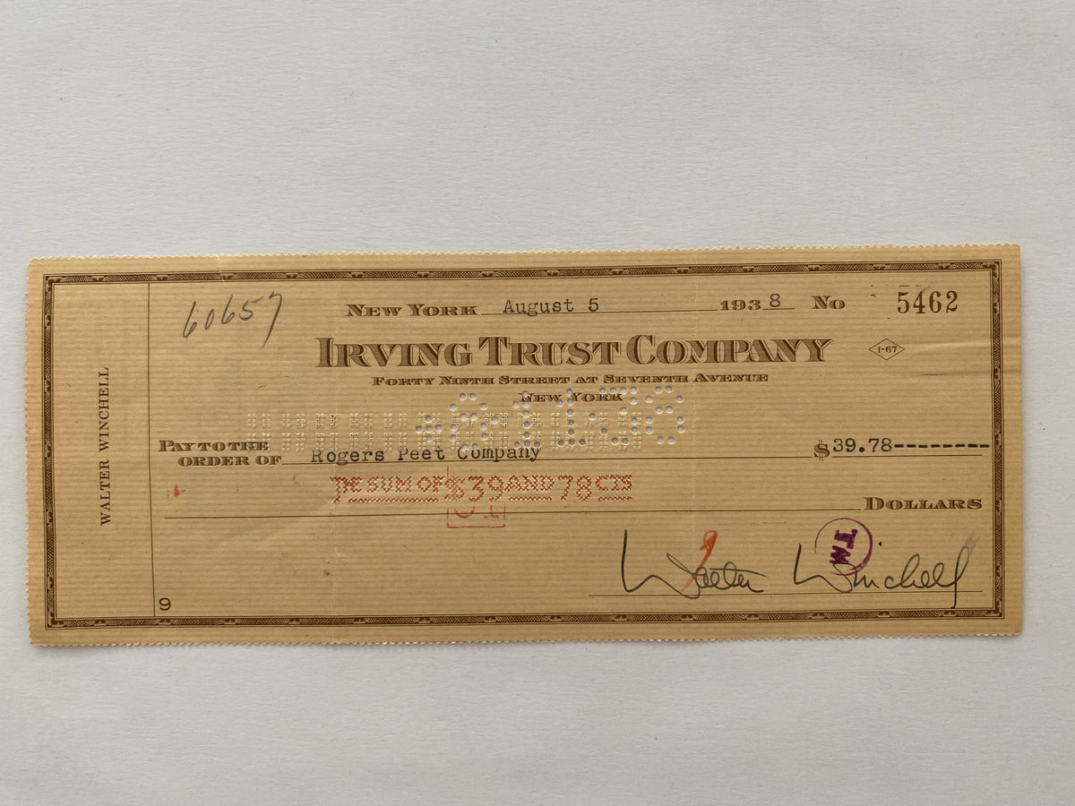Walter Winchell signed check