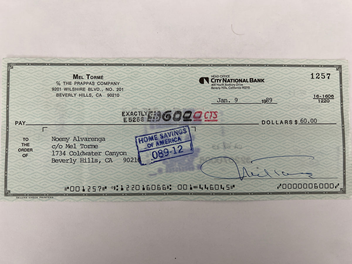 Mel Torme signed check