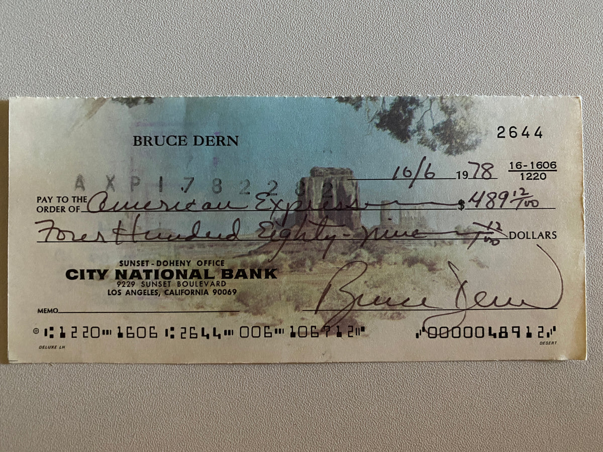 Bruce Dern signed check