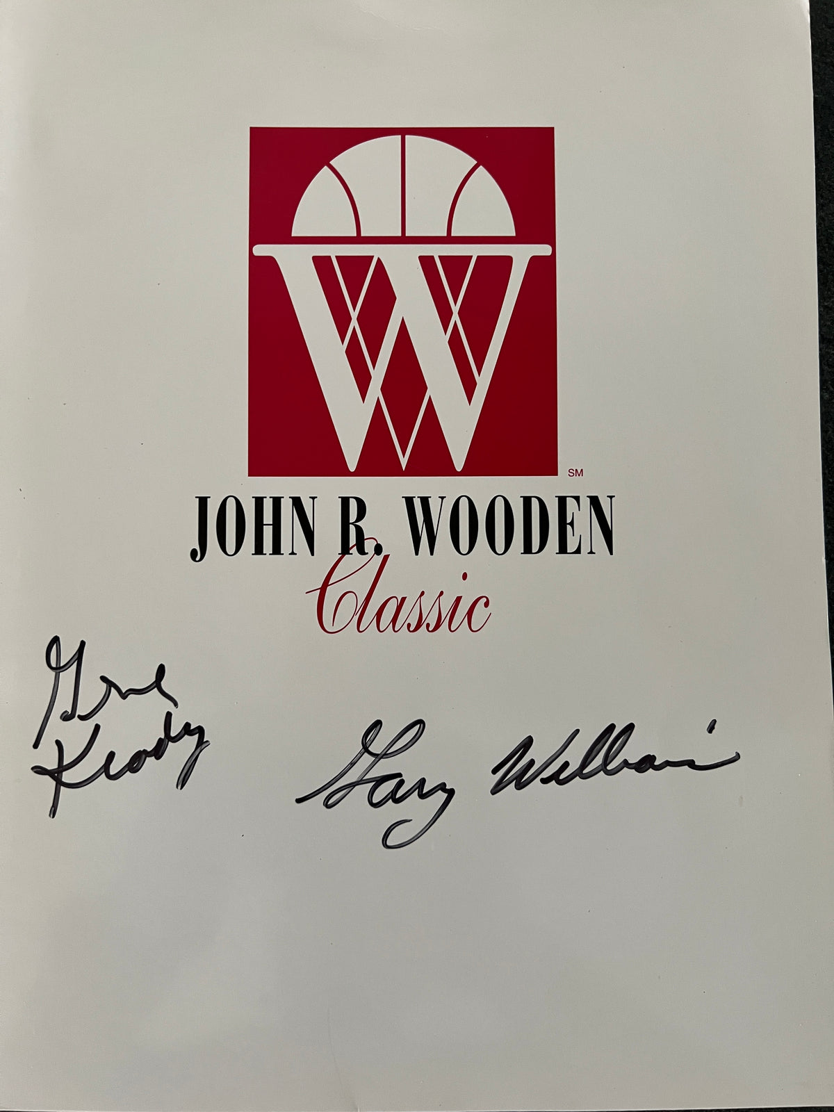 John R. Wooden Classic Gene Keady and Gary Williams signed program