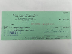 Sue Carol Ladd signed check