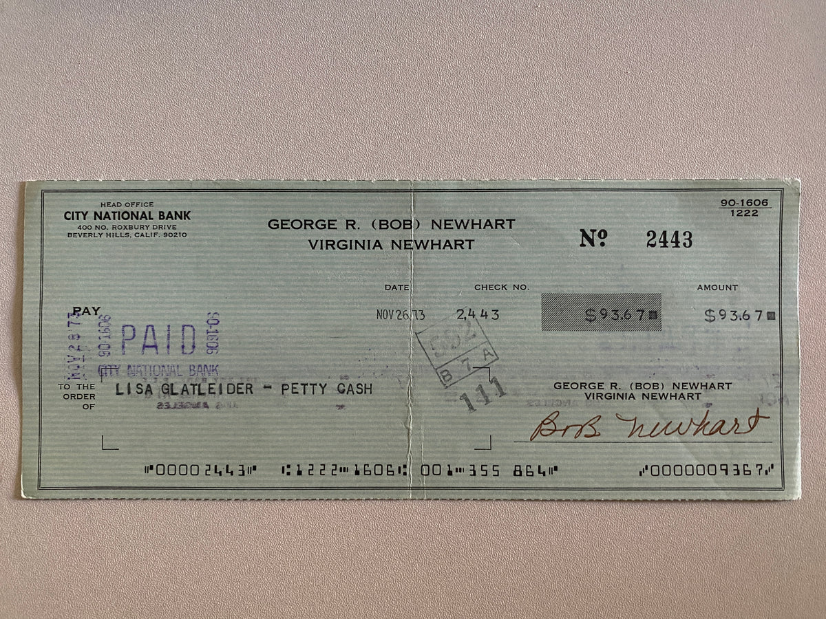 Bob Newhart signed check