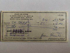 Joan Hunter signed check
